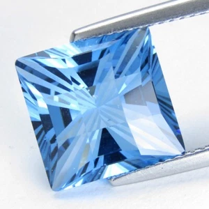 7.53Cts Ravishing Natural Swiss Blue Topaz 11.4mm Square Pixel Cut Gemstone--VDO - Picture 1 of 5