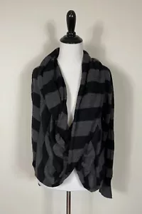 C&C California Sweater S Gray Striped Cashmere Wrap Around Neck Long Sleeve - Picture 1 of 5