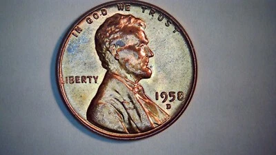 1958d Red Lincoln Penny with D over D mint mark Cherrypickers Guide FS-101 - Image 1 of 4