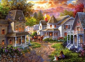 Nicky Boehme Main Street Along A Country Village Jigsaw Puzzle 1000 Piece 20X27" - Picture 1 of 2