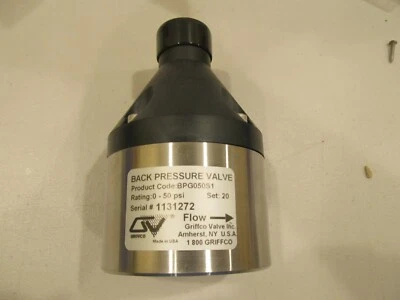 Griffco 1/2"NPT Back Pressure Valve 0-50psi 20# Set Pressure 316L SS PN BPG050S1 - Image 1 of 4