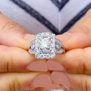 IGI Certified 14k Solid White Gold Round Cut Diamond Engagement Ring Halo 2.75ct - Picture 1 of 13