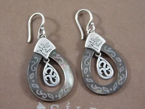 SILPADA Sterling Silver Teardrop Etched Iridescent Shell Earrings W2273 - Picture 1 of 3