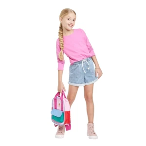 Girls High Rise Lightweight Utility Jean Shorts Light Wash Size XL Plus - Picture 1 of 3