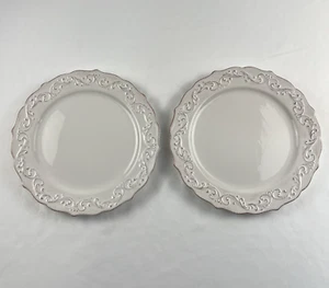 Pier 1 Imports | Antike Roll Speiseteller 11" 2er Set handbemalt Dolomit - Bild 1 von 8