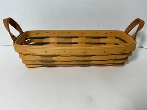 Longaberger Basket With Leather Handles 1998 Signed Dresden Ohio Pre Owned - Picture 1 of 5
