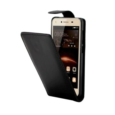CUSTODIA COVER FLIP CASE PER HUAWEI Y6 2 II COMPACT LY0-L01 L21 PELLE NERO LIBRO - Immagine 1 di 4