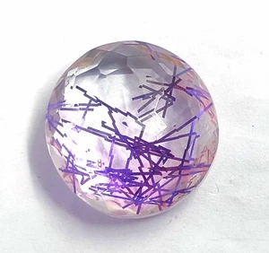 Purple Rutilated Quartz 40-55 Ct Round Cut Transparent EGL Loose Gemstone JNH - Picture 1 of 8