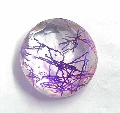 Purple Rutilated Quartz 40-55 Ct Round Cut Transparent EGL Loose Gemstone JNH - Image 1 of 4