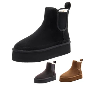 Women Platform Ankle Winter Boots Warm Lining Anti-Slip Sole Casual Winter Shoes - Picture 1 of 19