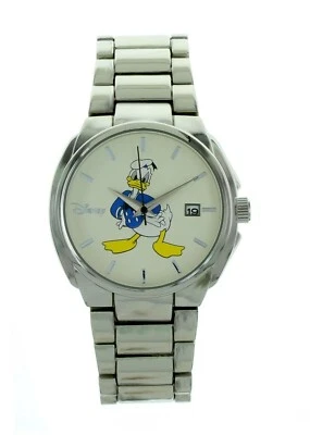 Reloj Hombre Clásico DISNEY Donald Duck Tono Plata Acero Inoxidable Acabado Foto 1 de 4