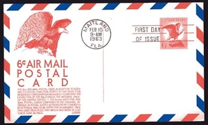 UXC4 6c Eagle Air Mail Postal Card FDC Anderson red cachet Feb 15,  1963 - Picture 1 of 1