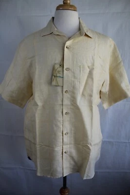 CARIBBEAN Men's Short Sleeve Linen Cotton Button Front Shirt size L New - Image 1 of 4