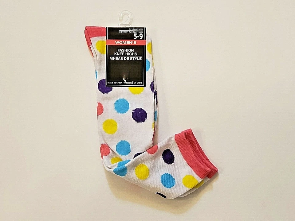 Calcetines a lunares multicolores para mujer talla 5-9 hasta la rodilla NUEVO Foto 1 de 1