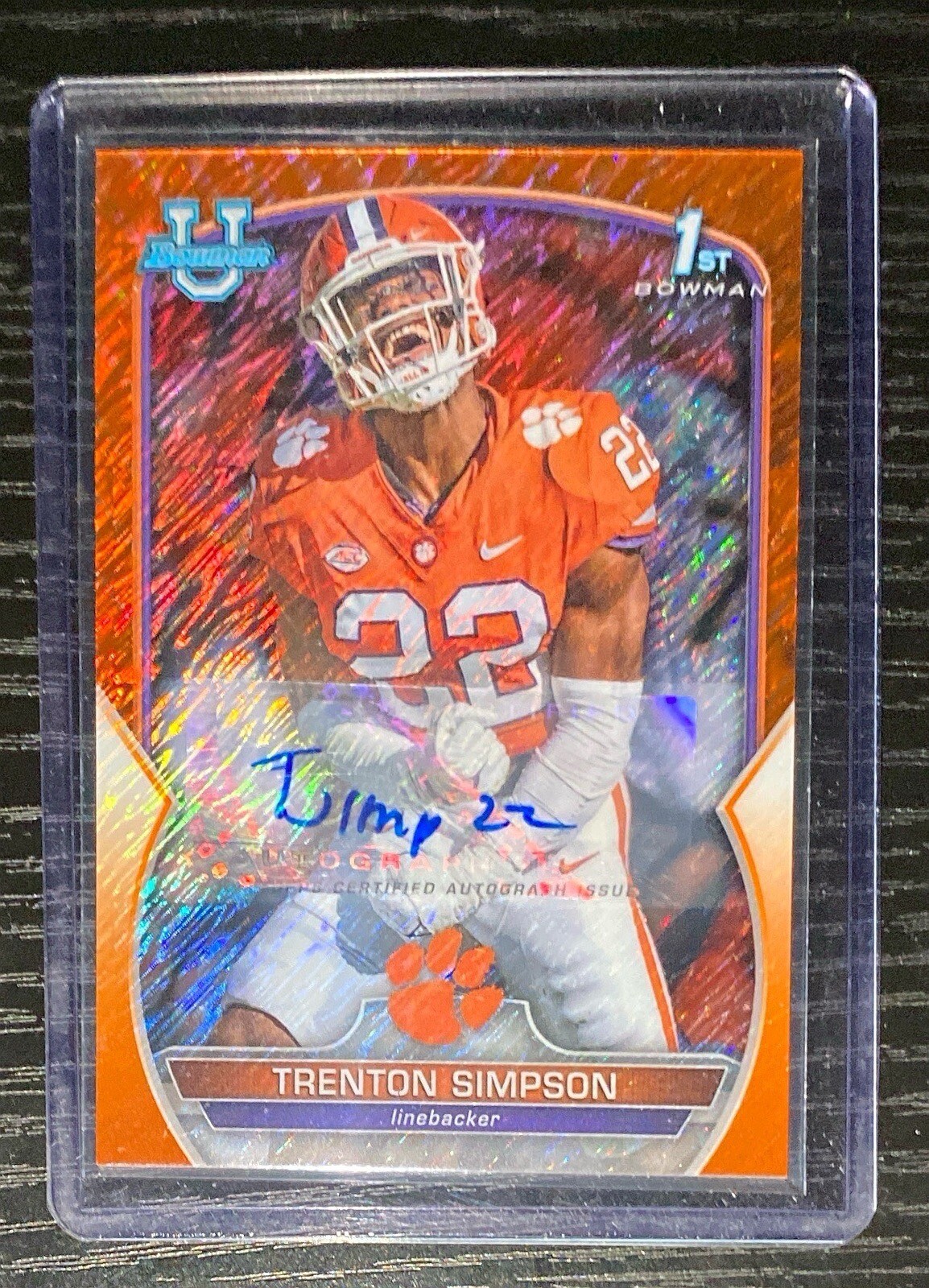 2022 Bowman University Chrome Trenton Simpson Auto Orange Shimmer Refractor /25