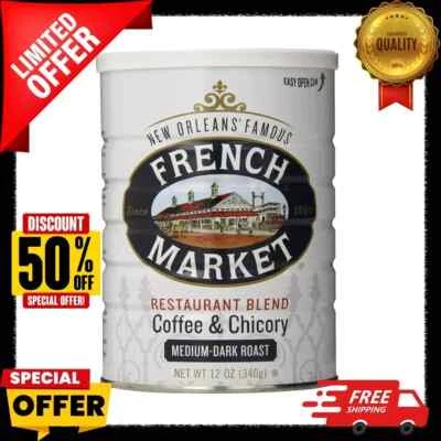 French Market Medium-Dark Roast Restaurant Blend Ground Coffee & Chicory, 12 oz