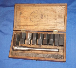 Antique Allen Eureka Tool Co. Socket Wrench Set 1/2" Drive + Box Vintage RARE - Picture 1 of 5