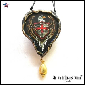 Templar Knight Shield Rosicrucian Talisman Medieval Eagle Amulet Pendant Cross - Picture 1 of 24