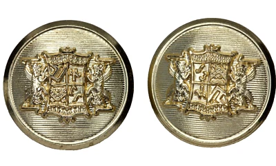 2 Brass Waterbury Blazer Shank Buttons John Weitz by Palm Beach Replacement - Image 1 of 4