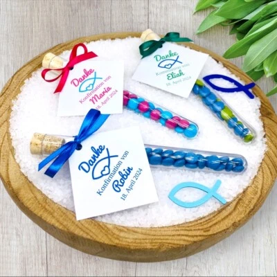 Danke Geschenk Kommunion, Konfirmation, Taufe, Gastgeschenk Taufe, Motiv  Fische - Bild 1 von 4