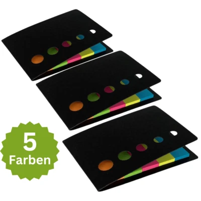 3x 125 Haftstreifen Pagemarker Haftnotizen Klebestreifen Haftmarker neon 14x49mm - Bild 1 von 3