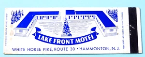 LAKE FRONT MOTEL MATCHBOOK COVER * HAMMONTON, NEW JERSEY - Picture 1 of 2