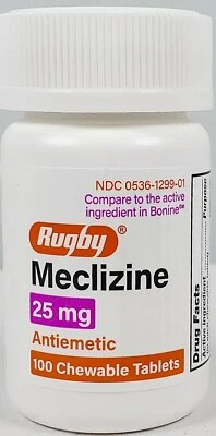 Meclizine 25mg Anti Nausea Vertigo Travel Sickness 100ct -Expiration 05-2027 - Image 1 of 4