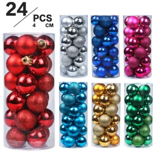 Palline per albero di Natale 24 pezzi 4 cm palline glitter ornamento decorazione casa UK STOCK - Foto 1 di 10