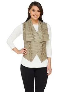 G.I.L.I. Size 2 Pieced Leather Vest with Hook Closure OLIVE / LINEN - Picture 1 of 4