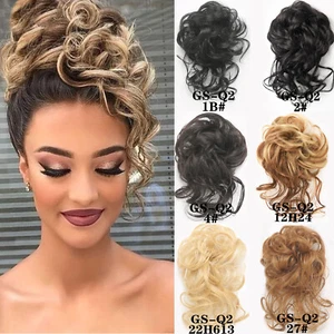 1x Messy Bun Hair Piece Tousled Updo Hair Buns Extension Elastic Hair Band Hair - Picture 1 of 46