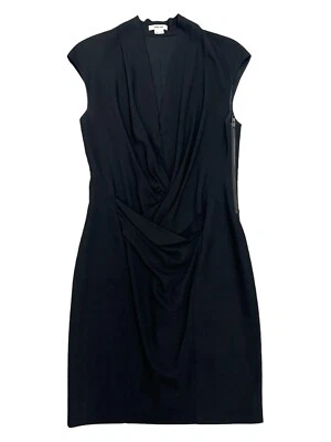 Vestido Helmut Lang drapeado torcido frente manga tapa en negro vestido vaina talla 8 Foto 1 de 4