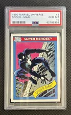 1990 Marvel Universe Series 1 Spider-Man #2 Black Costume Rookie RC PSA 10