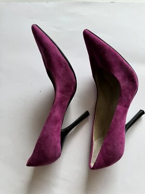 GUESS Merilyn Pumps  Pointy Toe Stiletto Suede Leather Fuchsia Purple size 8 Foto 1 de 4