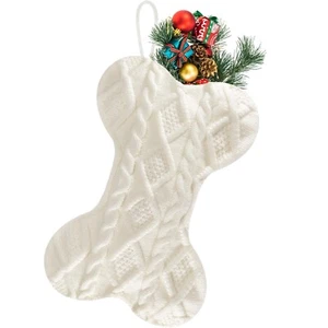 Dog Christmas Stocking, Large Bone Shape Knit Christmas Stockings for Dogs, X... - Picture 1 of 7