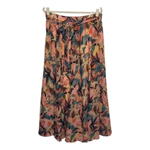 Her Destiny Pink Floral Print Maxi Skirt Elastic Waist Tie Belt Lined XL - Picture 1 of 7