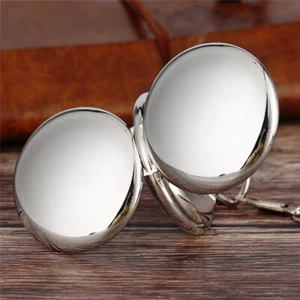 Silver Mens Mechanical Pocket Watch with Pendant Chain Double Hunter Design Gift - Picture 1 of 9