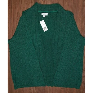 Maglione cardigan Kim Rogers, verde e nero, 2X, 100% cotone, lungo 29" - Foto 1 di 2