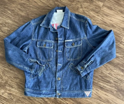 VTG Georges Marciano For Guess Big Logo Paris Washed Jean Denim Jacket Coat Sz M - Image 1 of 4
