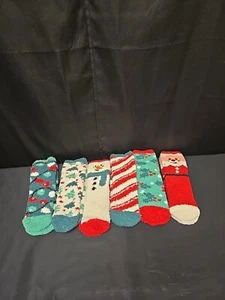 6pc Set Christmas Fuzzy Holiday Socks Women's Micro Fiber - Picture 1 of 4