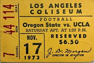 1973 Oregon State Beavers vs UCLA Bruins Ticket Stub 11/17/73 - Free Shipping! - Picture 1 of 1