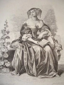 PÉRIODE LOUIS XIV / GRAVURE XIXe / MADAME DE LAFAYETTE - Imagen 1 de 1