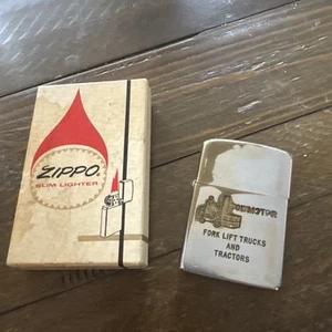 VTG Towmotor Fork Lifts Trucks/ Tractors Advertising Zippo Lighter 1964 w/Box - Picture 1 of 7