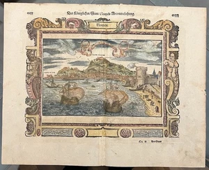 Antike Karte von Neapel 1598 – Sebastian Münster – original kolorierter Stich - Bild 1 von 7