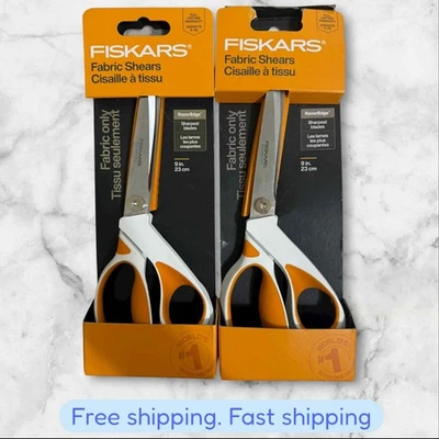FOR 2 Fiskars RazorEdge Fabric Scissors 9 Heavy Duty Fabric Shears SoftGrip NEW - Image 1 of 2