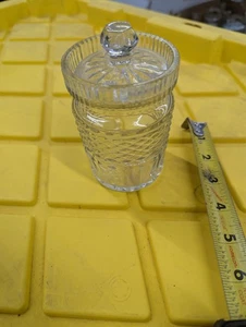 Antique Decrotive Glass Mustard or Honey Jar With Lid - Picture 1 of 5