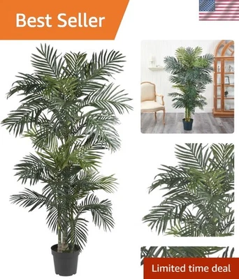 Majestic 6.5ft Realistic Silk Palm Tree with 333 Flexible Fronds - Indoor Decor - Image 1 of 4