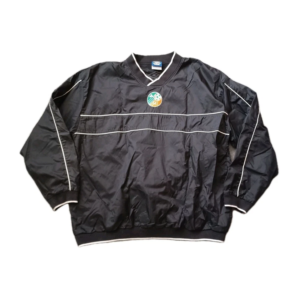Vtg Umbro Windbreaker Mens L Black Ireland Soccer Team Pullover V Neck 2003 Y2K - Image 1 of 4