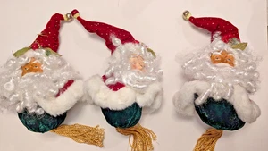 Vintage Dillard's Trimmings 14" Santa Claus Christmas Tassel Ornament Set of 3 - Picture 1 of 5