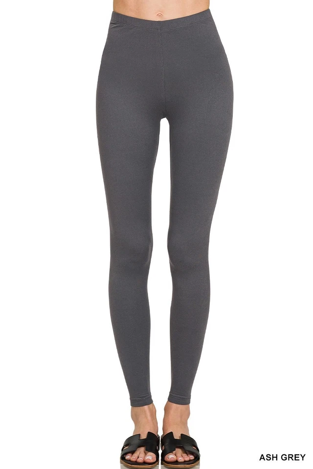 Womens Soft Full Length Leggings Poly Spandex Solid Stretch Long Elastic Fitness - Image 1 of 1