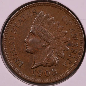 1903 Indian Cent AU Details ***SELTENE ORIGINALMÜNZE*** - Bild 1 von 2